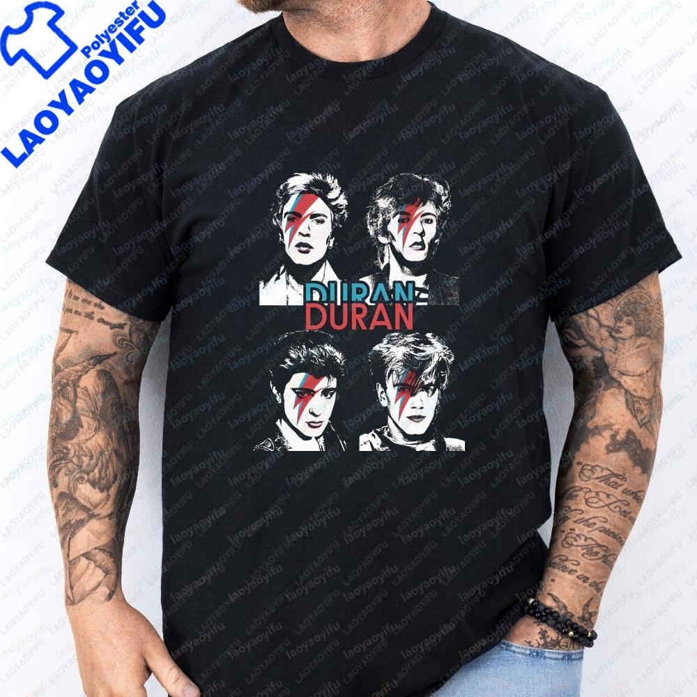 Retro Duran Duran Print Tshirt Unisex Streetwear Shortsleeved Shirt Suitable for Both Unisex and Unisex Large Size