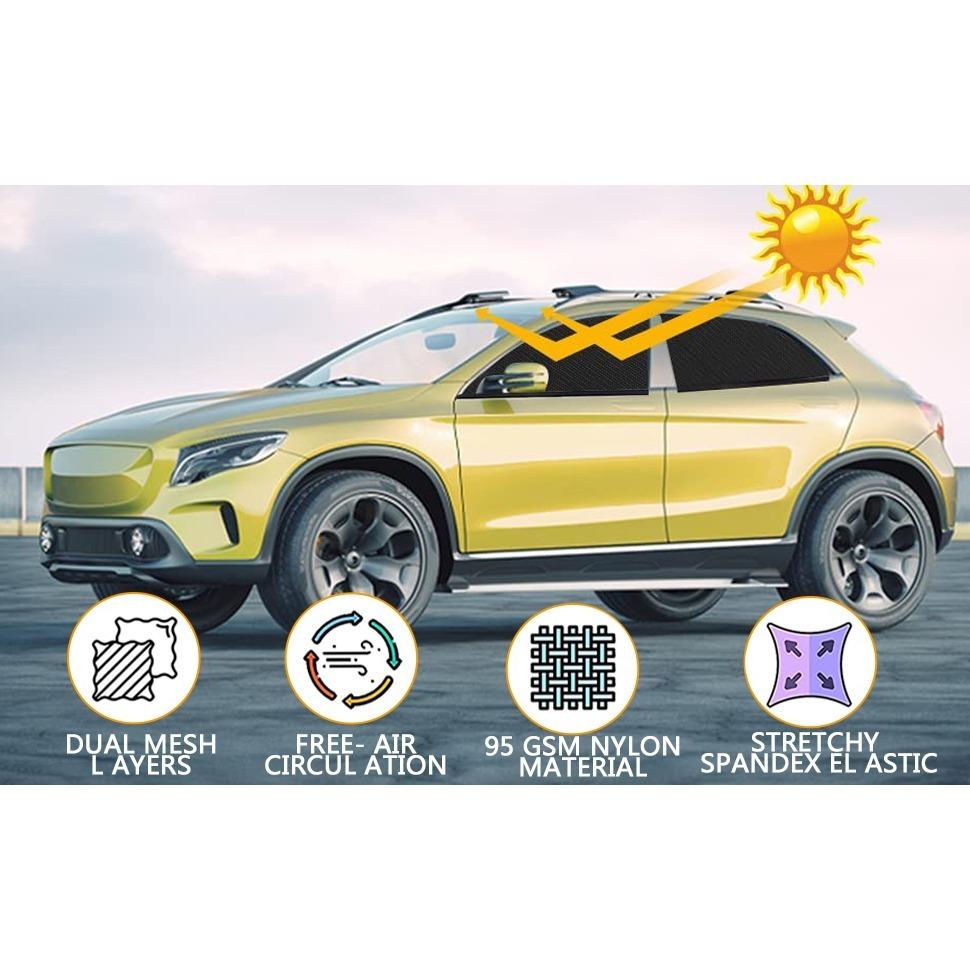 2 Stück Sonnenschutz Auto Seitenfenster-Bildschirm Universal Sonnenblende Netz für Seitenfenster Mesh-Material Baby Kinder Haustiere Verdunkelungsschutz Privatsphäre