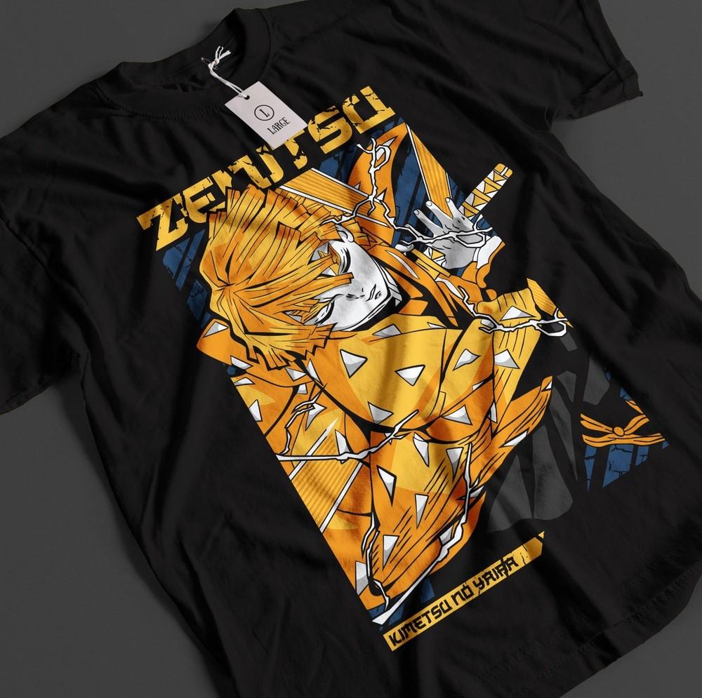 

Demon Slayer Shirt Zenitsu T-Shirt Tanjiro KNY Anime Kaigaku Top Akaza Muzan Tee 2XL