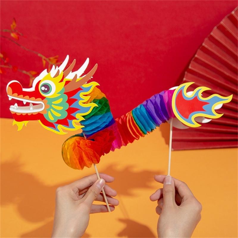 Paper Dragon Puppet Kits Paper Dragon Toy Chines New Year Supplies