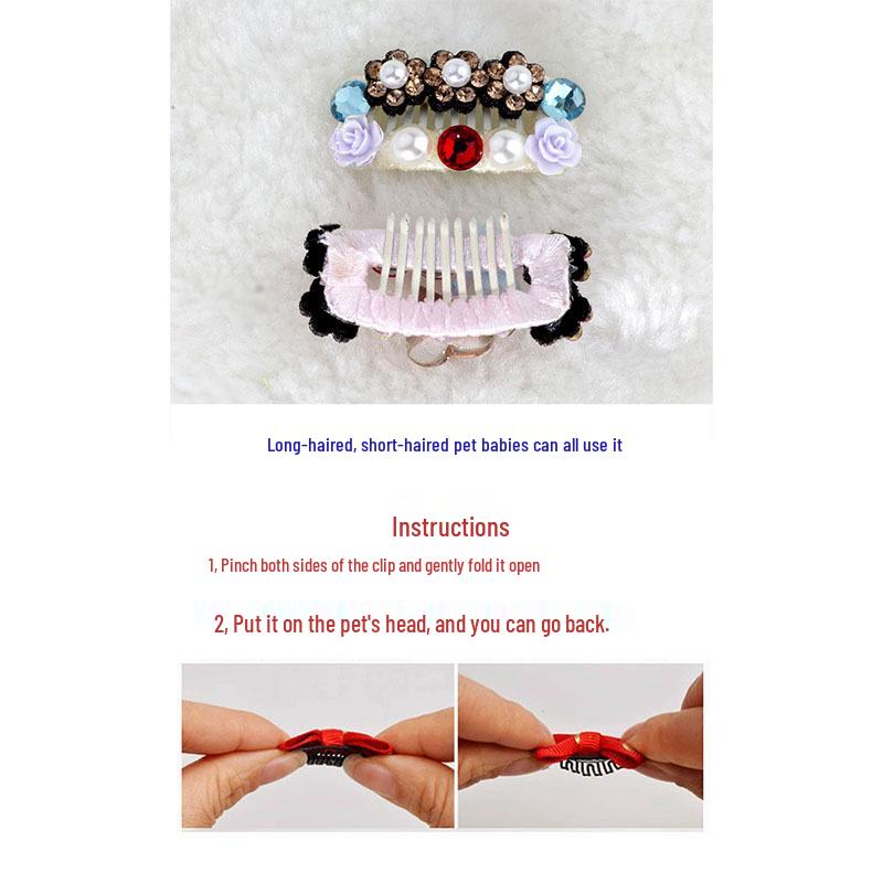 Handmade Rhinestone Dog Hair Clip for Yorkshire Terrier & Maltese