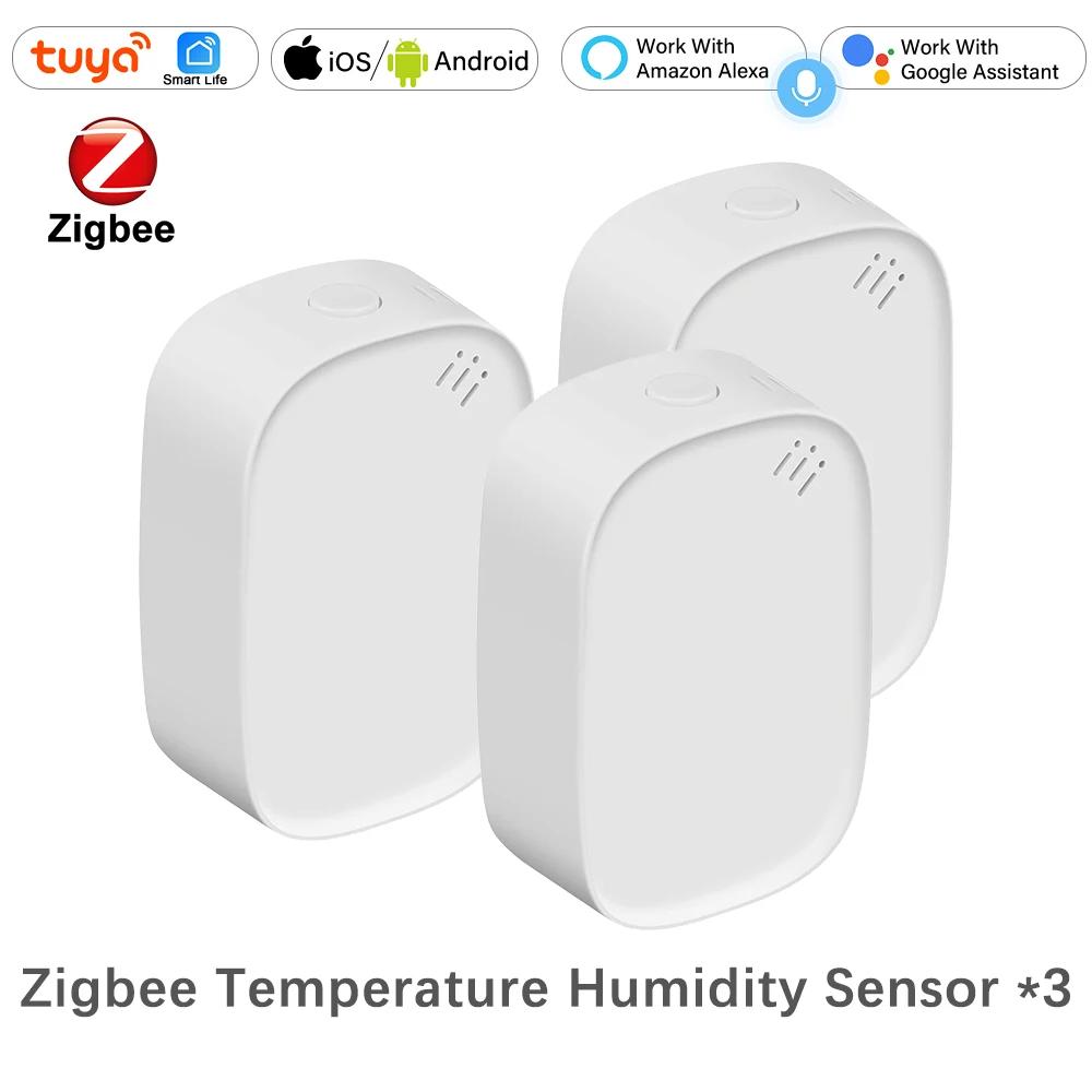 Tuya Zigbee Smart Temperature and Humidity Sensor Detector Battery Powered ZigBee Hub App Monitoring Work With Alexa Google Home