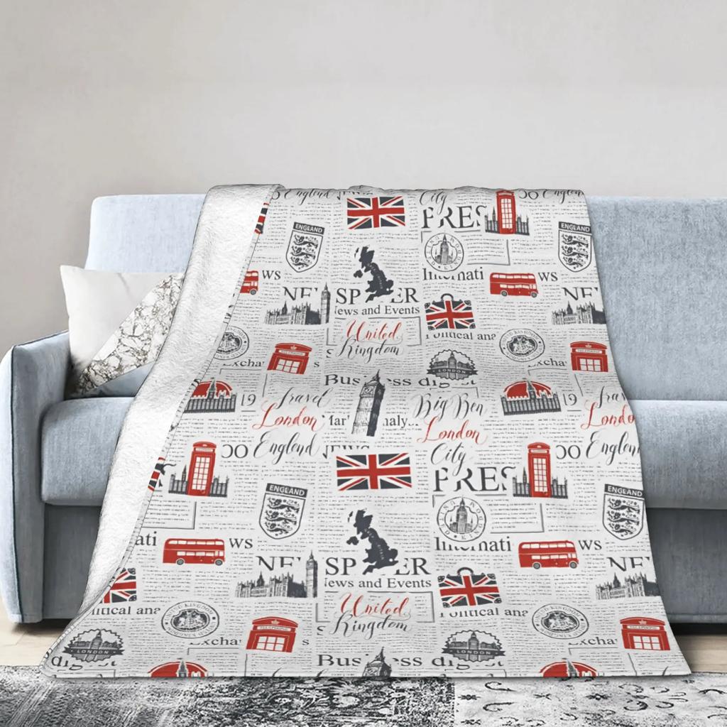 Coperta in Flanella Union Jack Bandiera UK Simbolo Britannico di Londra Morbida Stampata Copriletto per Letto Divano Multifunzionale