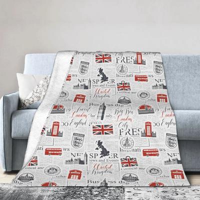 Union Jack UK Flag Flannel Throw Blanket British London Symbol Soft Printed Bedspread for Bed Sofa Multifunctional