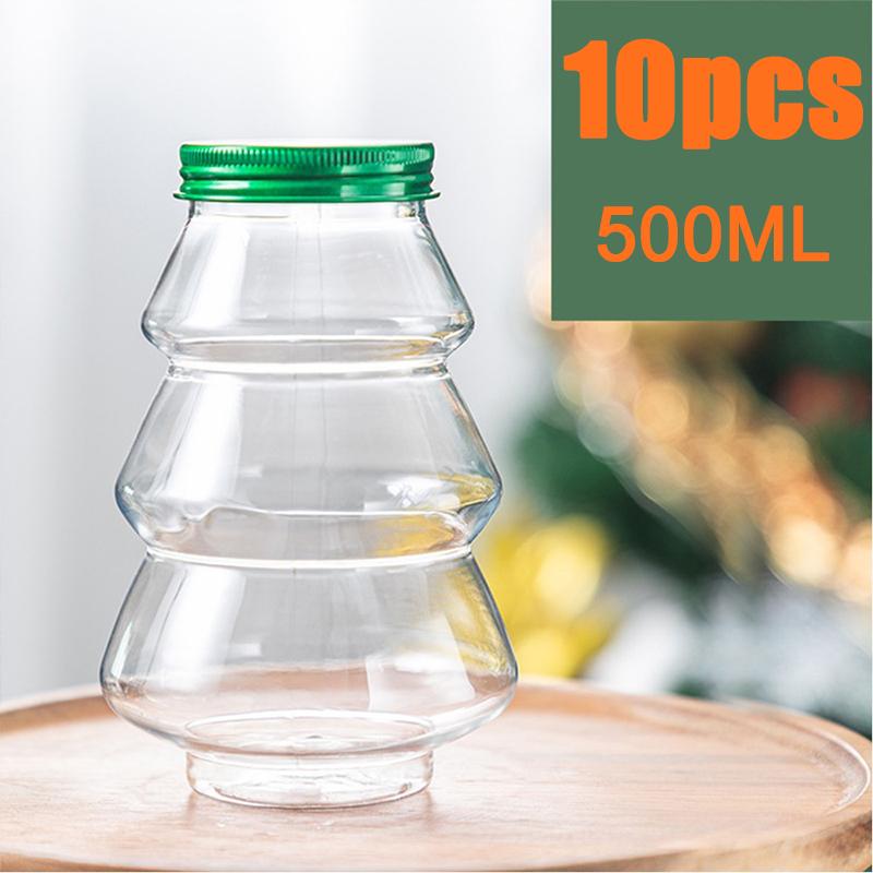 2-10PC Christmas Gingerbread Man Candy Jar Sealed Plastic Juice Drink Bottle Xmas Party New Year Gingerbread Man Drink Container