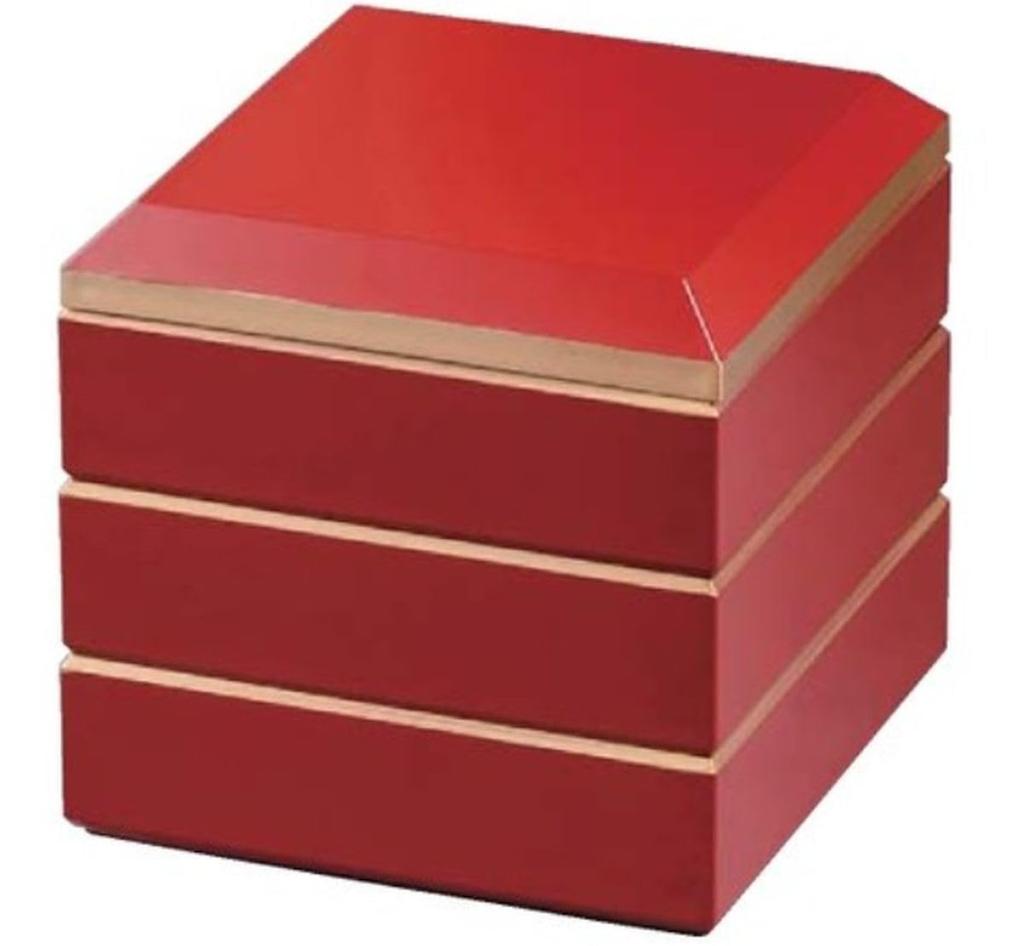 Outdoor Lunch Box Made In 3 Red Gold J-kitchens (Lunch Box) Japan, Tiers, 6.5 Inches, Diamond, Takamoriju, Rim,