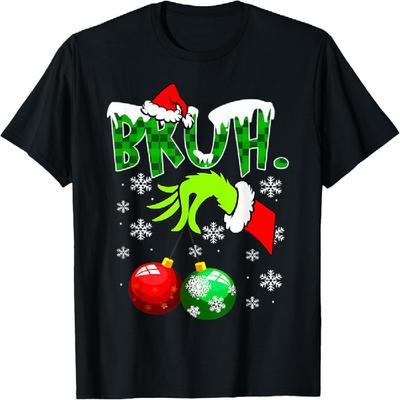 Bruh Christmas Shirt Kids Xmas Teens Boys Funny Christmas T-Shirt