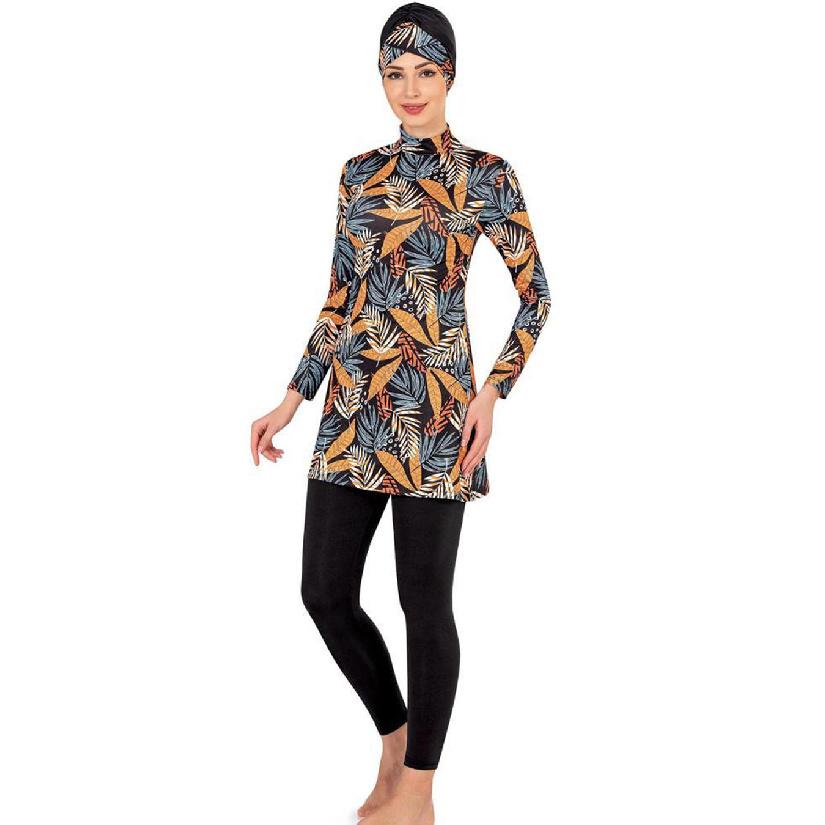 Summer modest swimwear set floral print - long sleeve tunic and full length leggings set - muslin swimwear - UV protection beachwear - summer burkini