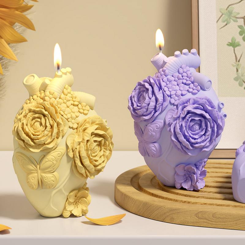 Cute Relief butterfly human heart silicone mold simulated heart Relief Soap Casting Wax Mould Chocolate Baking Supplies