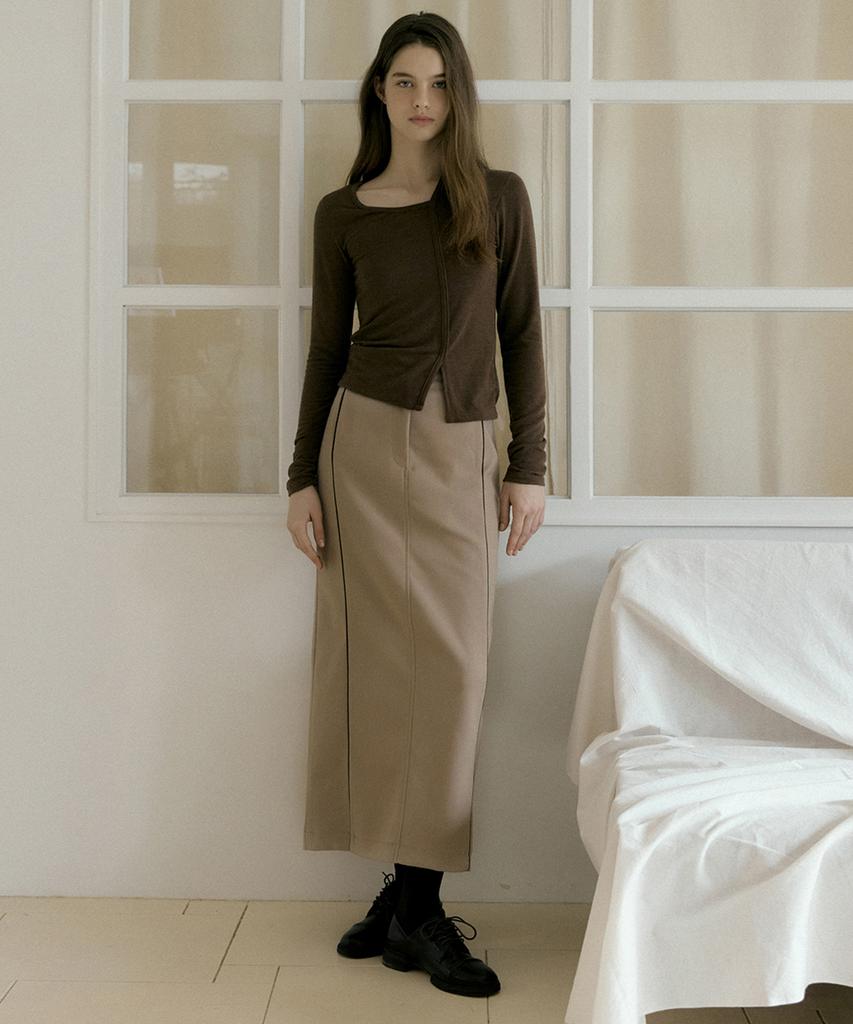 Riorg Rie Line Point Long Skirt Light Brown