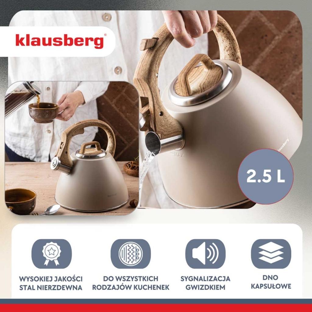 Czajnik Stalowy Z Gwizdkiem 2,5L Klausberg Kb-7954