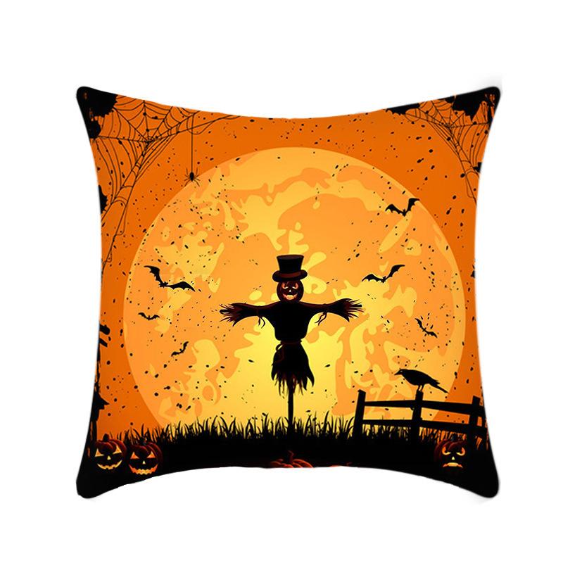 Halloween Throw Pillow Cover Linen Print Halloween Home Decor Cushion Cover Sofa Cushion Back Cushion