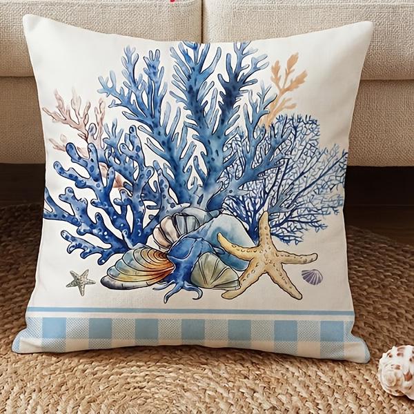 1/4 Stück Küsten-Kissenbezüge Nautisch Ozean-Thema Dekorative Kissenhüllen für Sofa Schlafzimmer Wohnzimmer Kissenbezug