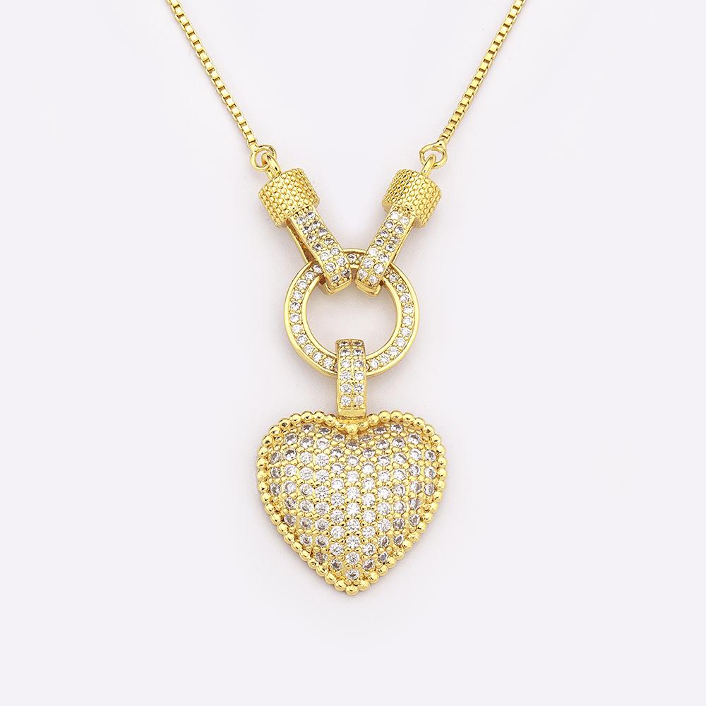 Nidin White/Colorful Color Romantic Heart Necklace for Women New Sweet Zircon Pendant Female Elegant Minimalism Jewelry Gifts