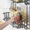 Refrigerator Side Shelf Kitchen Spice Storage Rack Fridge Side Hanging Shelf 3/4 Layer Seasoning Bottle Rack Plastic Wrap Holder