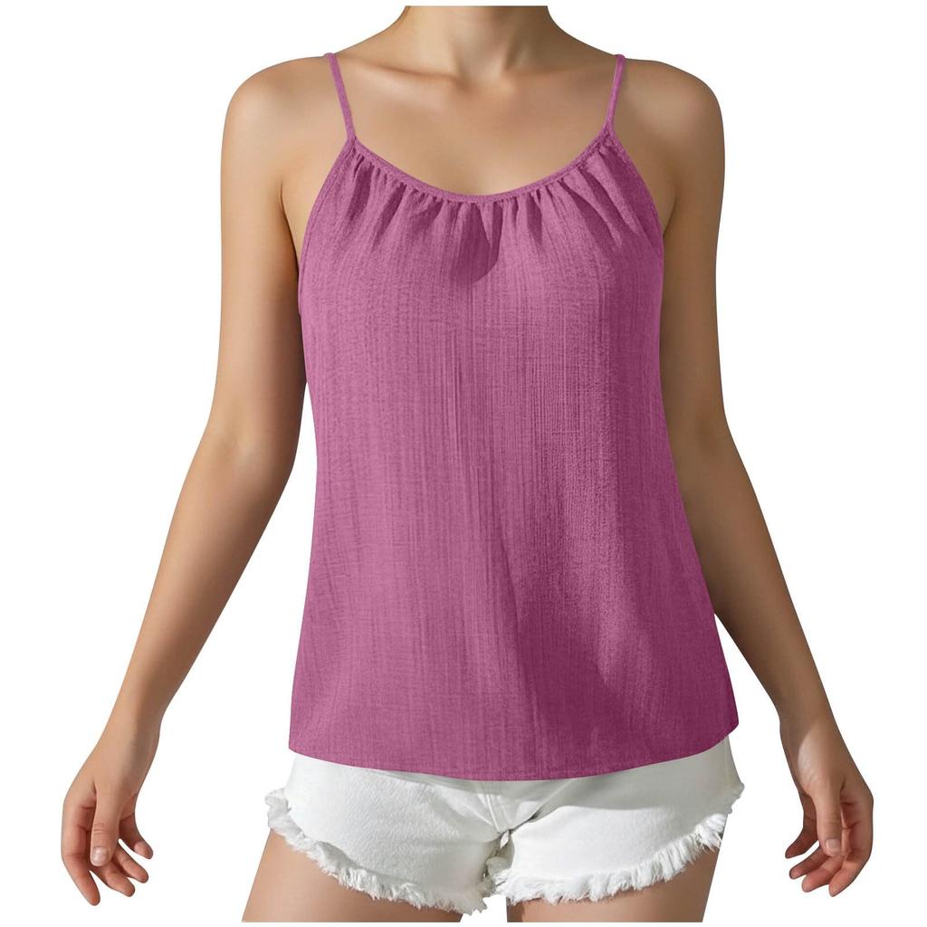 Women Sleeveless Camisole Casual Loose Fit  Linen Tank Tops