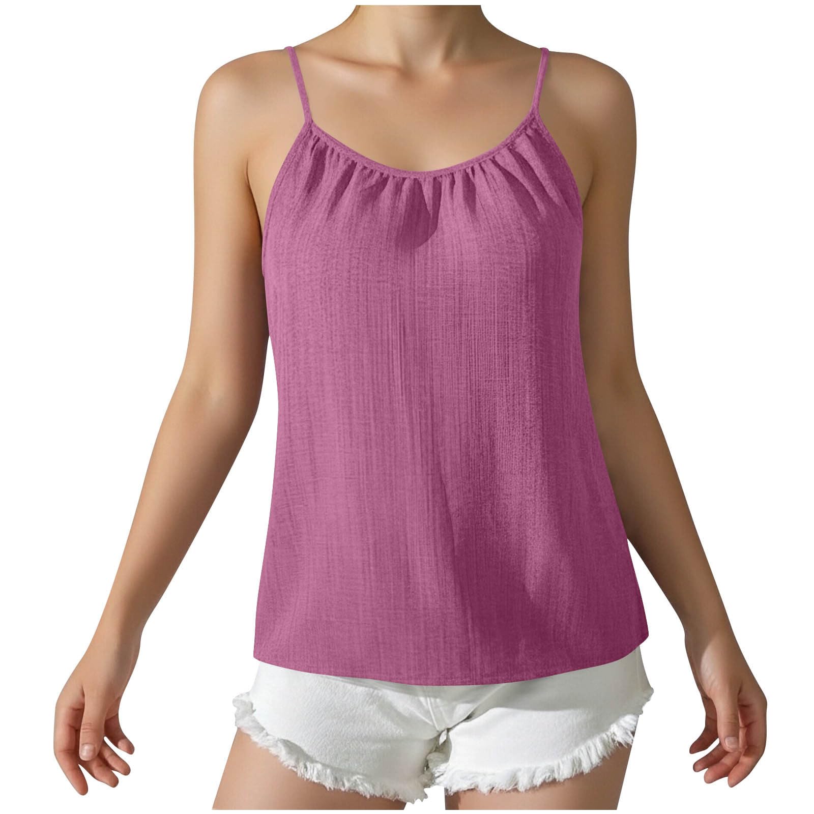Women Sleeveless Camisole Casual Loose Fit  Linen Tank Tops S