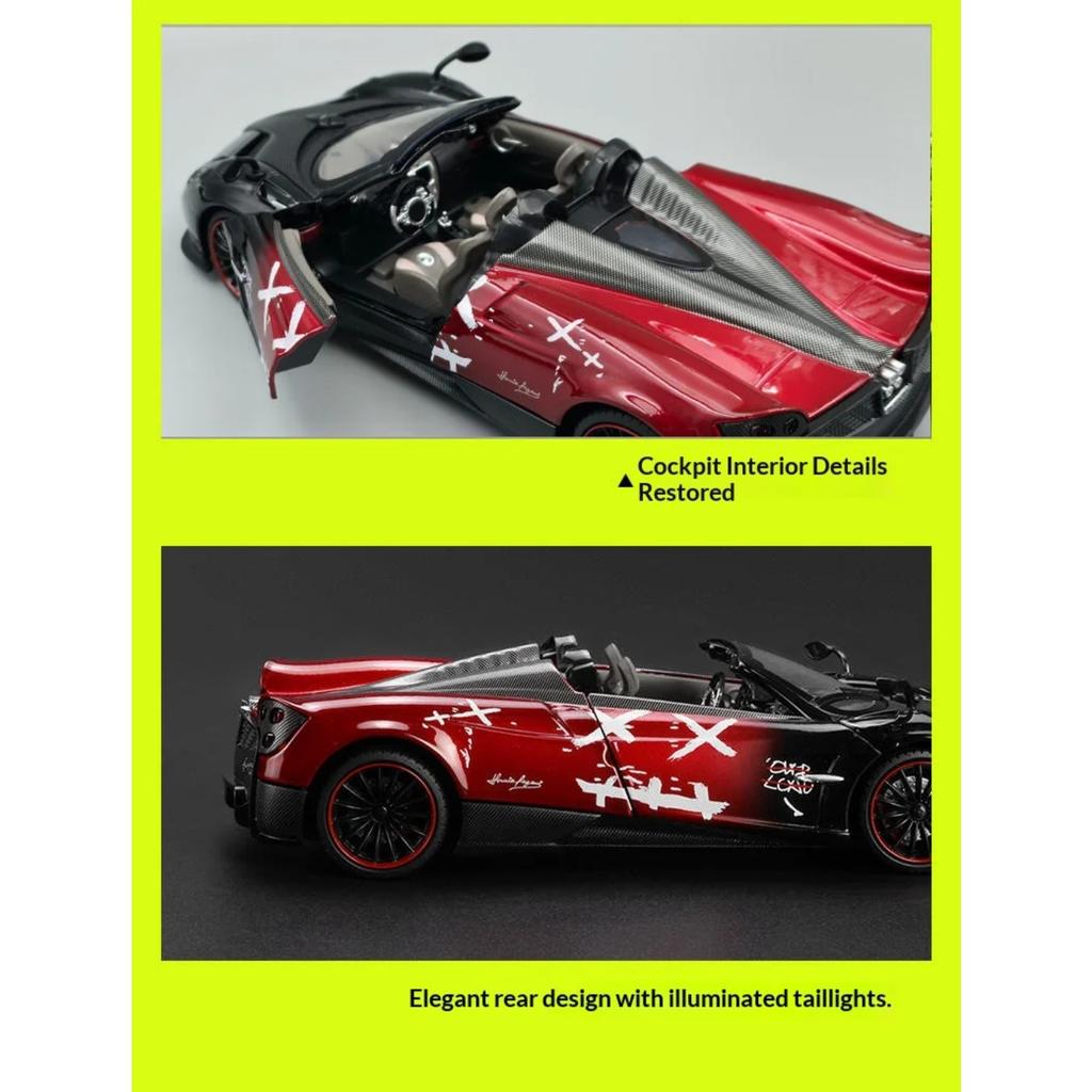 1/24 Scale Pagani Huayra Roadster Car Model with Display Base Adult Collectible Toy Car Boy Birthday Gift