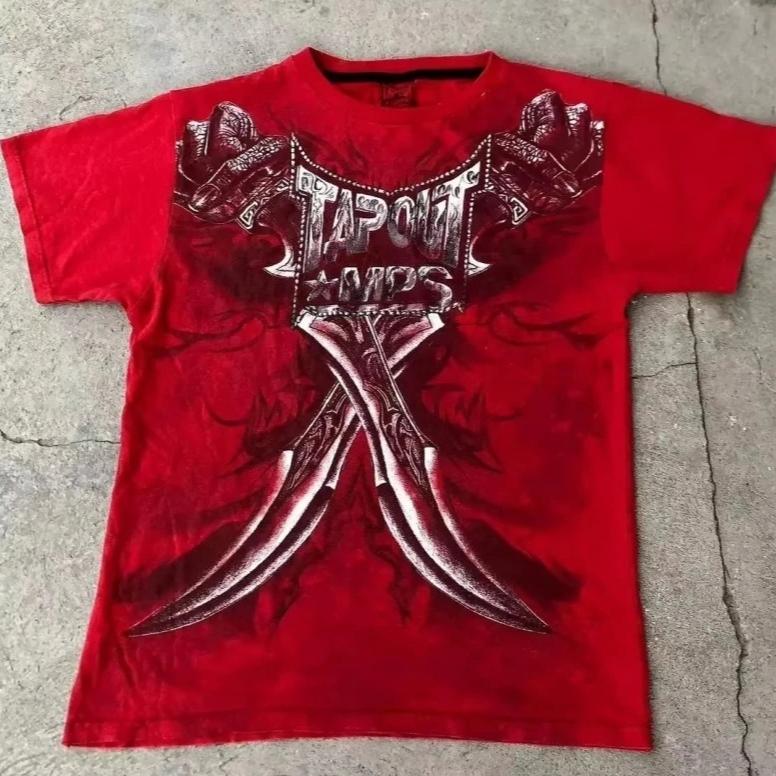 2026 2000s Spartan Red Tričko Pánské Dámské Street Americká Móda Retro Potisk Tričko Hip Hop Streetový Trend Pár Triček