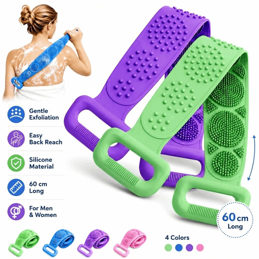 Back Reaching Silicone Body Scrubber Long Strip Back Washing Brush Body Cleaning Tools