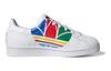 Adidas Originals SUPERSTAR Pure J Comfortable Abrasion Resistant Low top Kids' Skateboarding Shoes White Multicolor FW4005