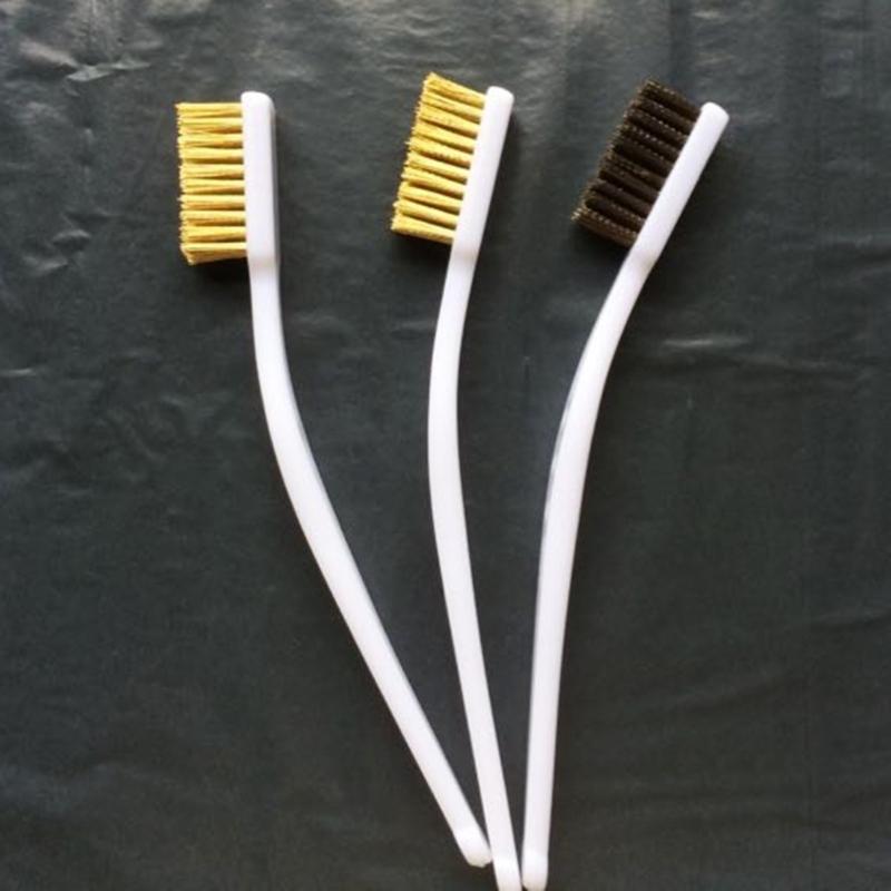 Copper Plated Brush For Industrial Devices Surface-Inner Polishing Grinding Cleaning Brush 3 Row Wire Brush Rust Remover