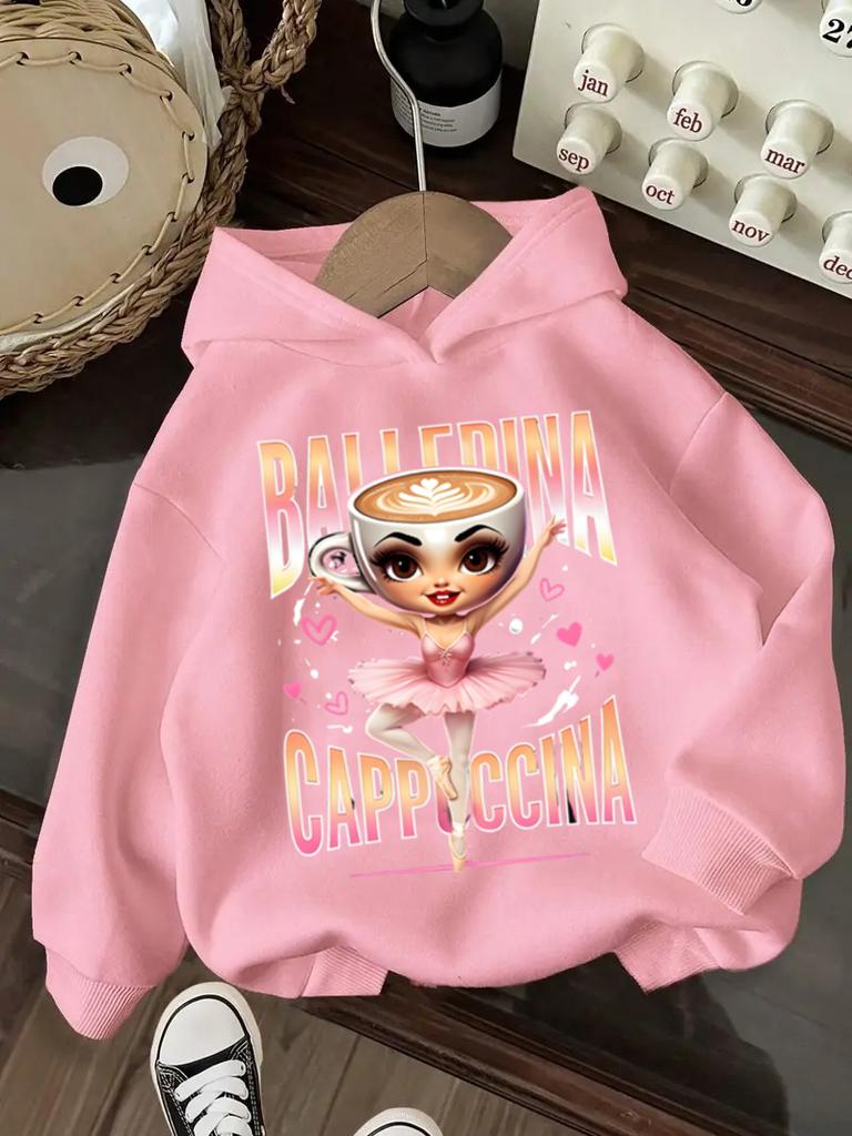 New Italian Brainrot Kids Hoodie Girls Clothing Cappuccina Ballerina Long Sleeve Tops for Child Funny Meme Sweatshirts Cute Tops