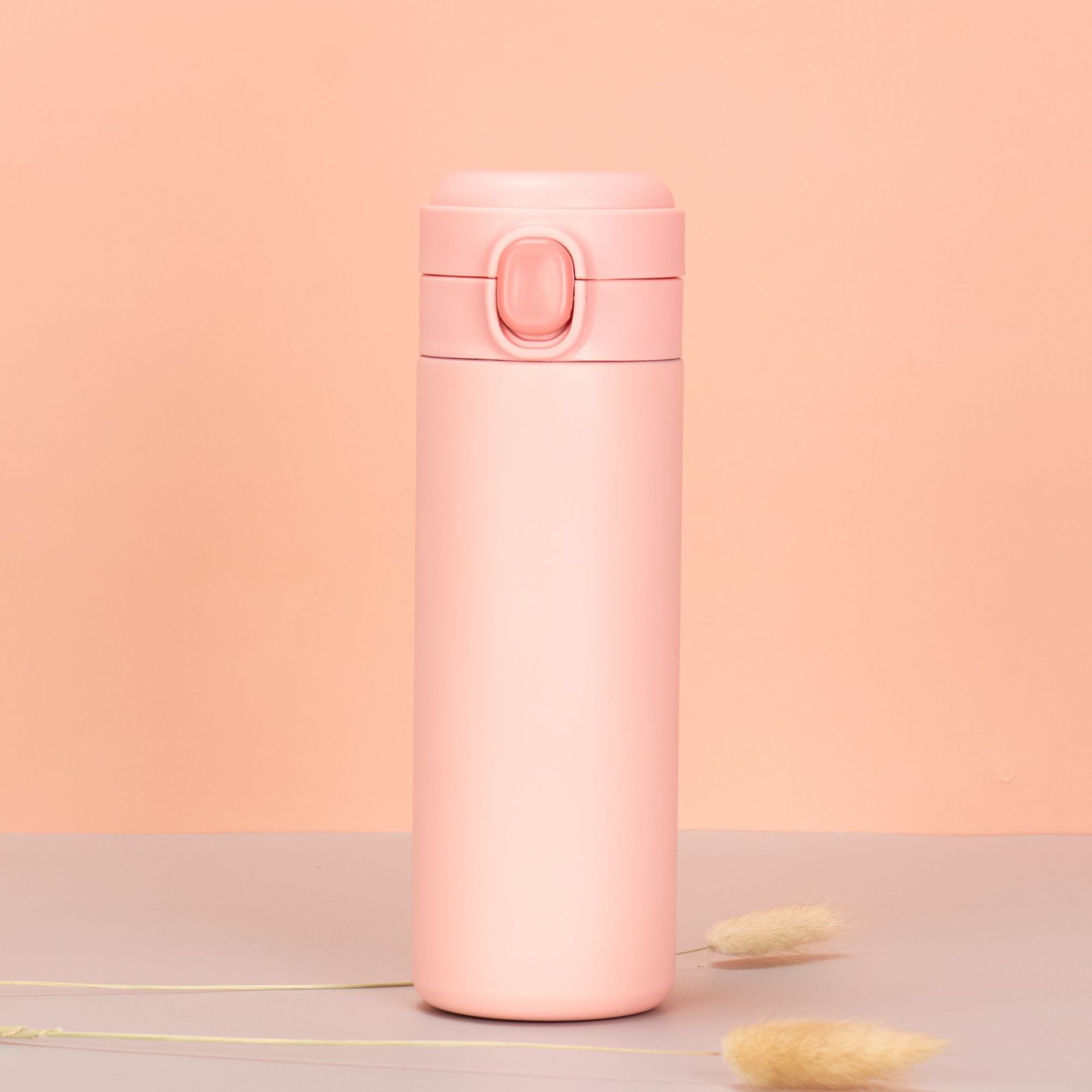 Neue Isolierflasche aus Edelstahl mit Pop-up-Deckel, Mini-Doppelvakuumbecher, gerader Becher für Männer und Frauen, süße, einfache Erbsenbecher. 450ml