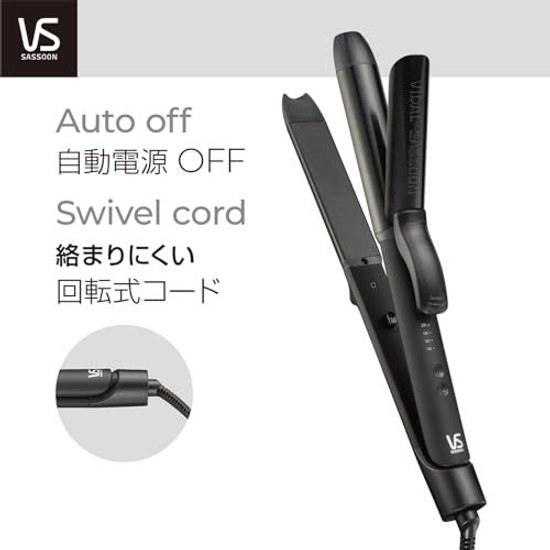 Vidal Sassoon Curl Straight 2WAY Hair Iron 32mm Basic International Compatible 4-Stage Temperature Adjustment Negative Ion Black VSI-3250 KJ