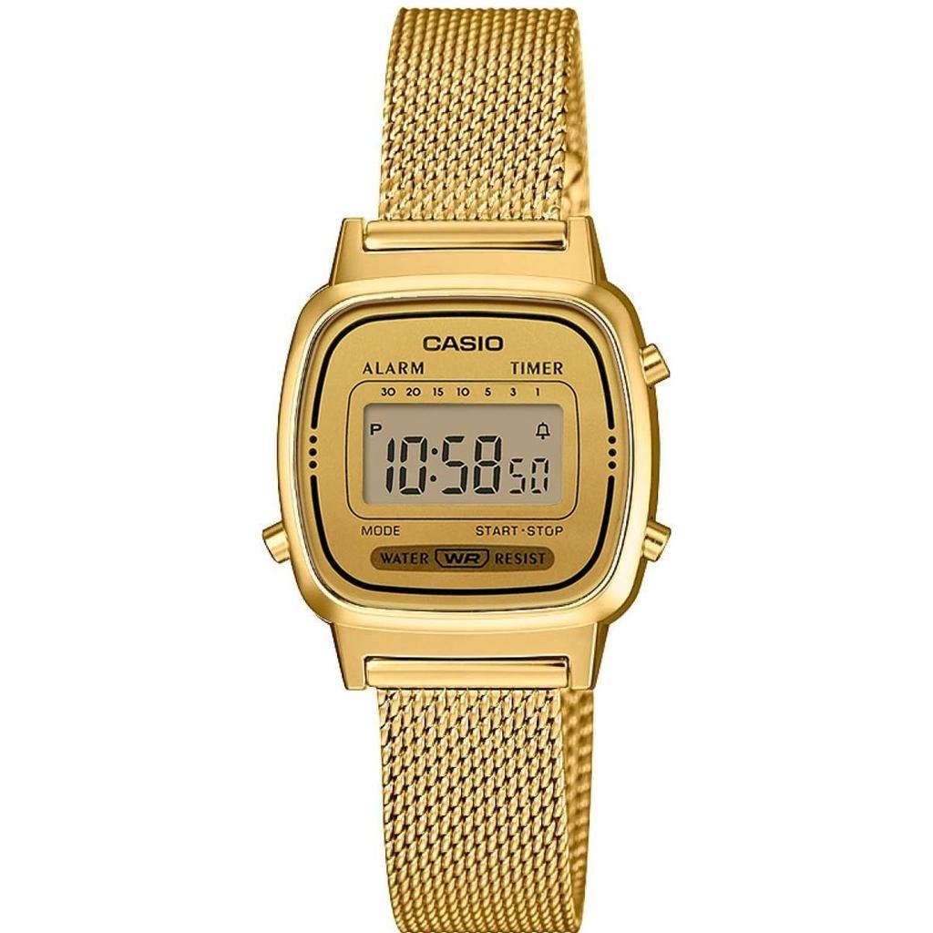 CASIO wristwatch ladies digital design LA670WEMY-9 gold mesh band overseas model