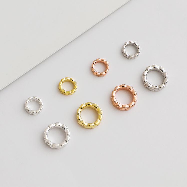 Gold-Plated S925 Sterling Silver Wheat Ear Spacer Beads for DIY Jewelry
