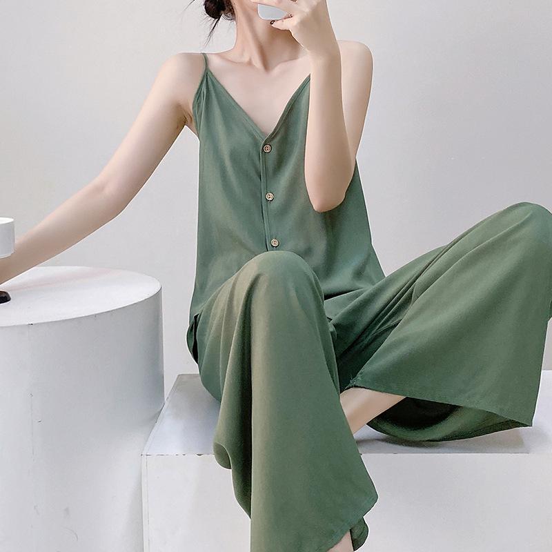 

Женский комплект пижамы из хлопка и шелка класса люкс – Свободный кардиган простого однотонного цвета, идеально подходит для весенней, летней и осенней домашней одежды. One Size (90-145 Jin)