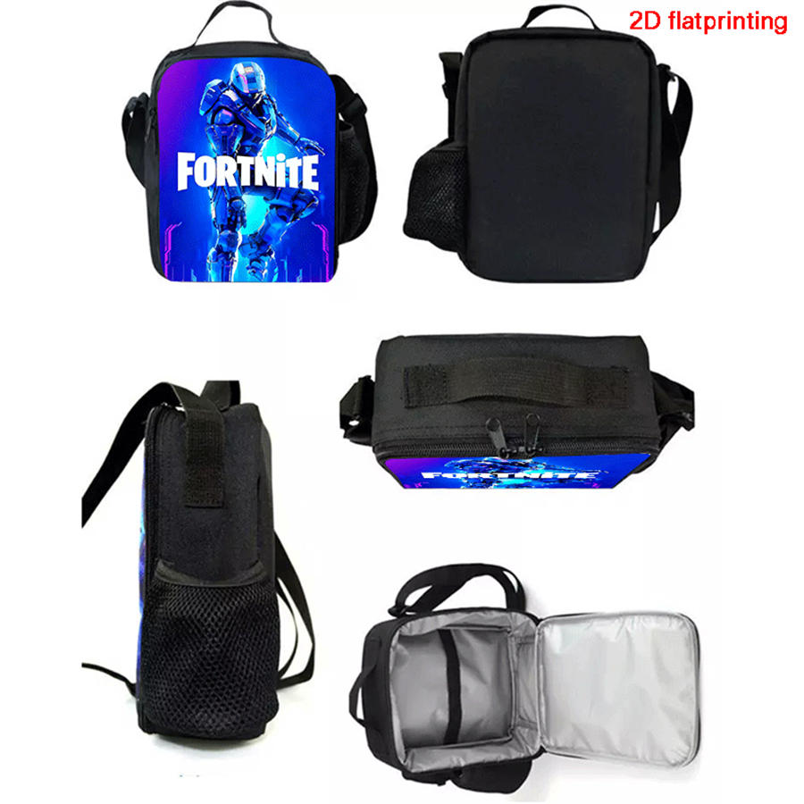 Cartoon FORTNITE Insulated Cooler Lunch Bag Cute Portable Lightweight Picnic Bag for Boys & Girls Age 5-10 Kids Daily Food Bag