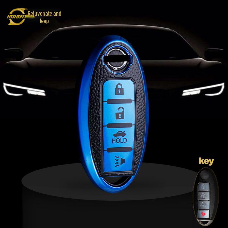 

Кожаный чехол-брелок для ключа автомобиля с текстурой для Nissan Qashqai, Tiida, Sunny, Livina, Teana 2014 года OPP