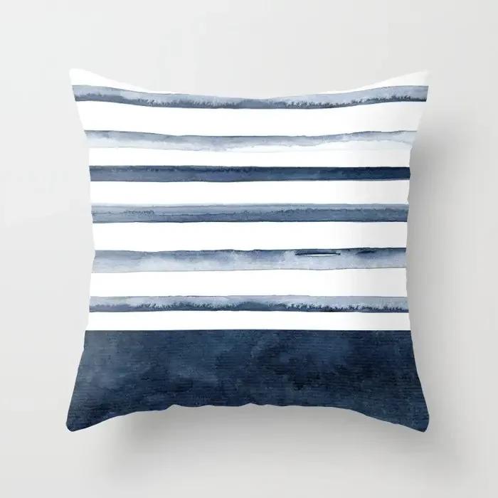Watercolor Blue Cushion Cover Abstract Marble Geometric Pattern Sofa Pillowcase Bedroom Home Decor Car Office Decorative 45x45cm