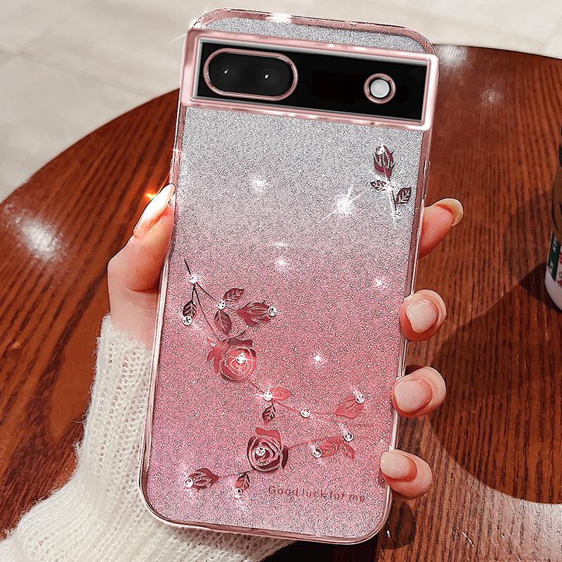 

KADEM For Google Pixel 6a Case Flower Decor Shockproof Phone Cover Purple