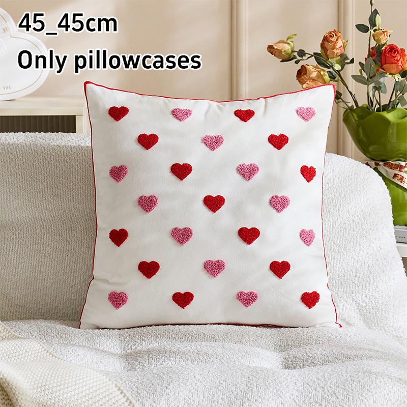 Valentine S Day Love Pillowcase Pink Red Towel Embroidered Pillowcase 30X50/45X45Cm Romantic Home Decorat Sofa Pillow Pillowcase
