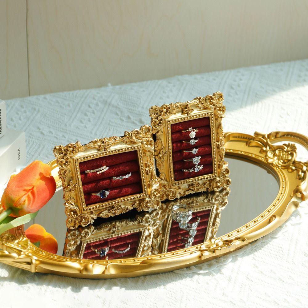 Velvet Organizer Ring Display Stand Baroque Design Jewelry Display Rack  Engagement Prop