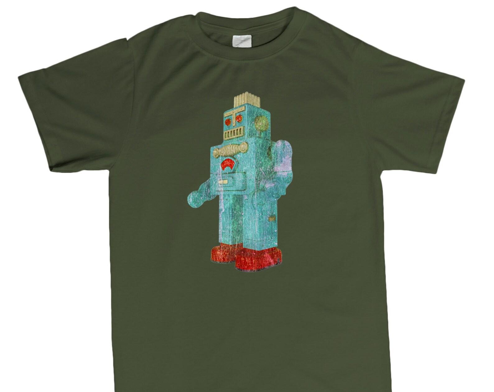Retro Robot T shirt, T shirt Gift Ideas, Sci Fi Tee, Novelty T shirt S