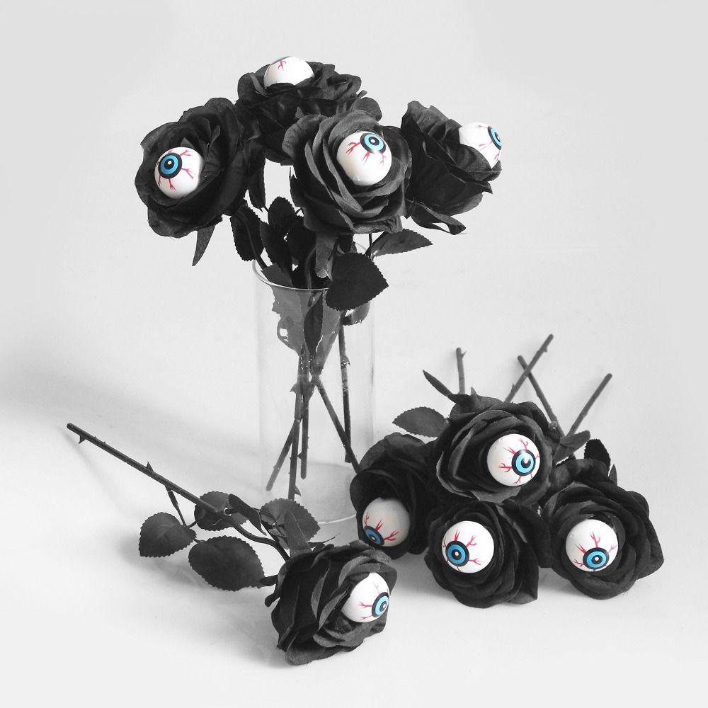 10PCS Simulation Halloween Eyeball Rose Funny Artificial Rose Flower Eyeball Fake Flower Home Decor