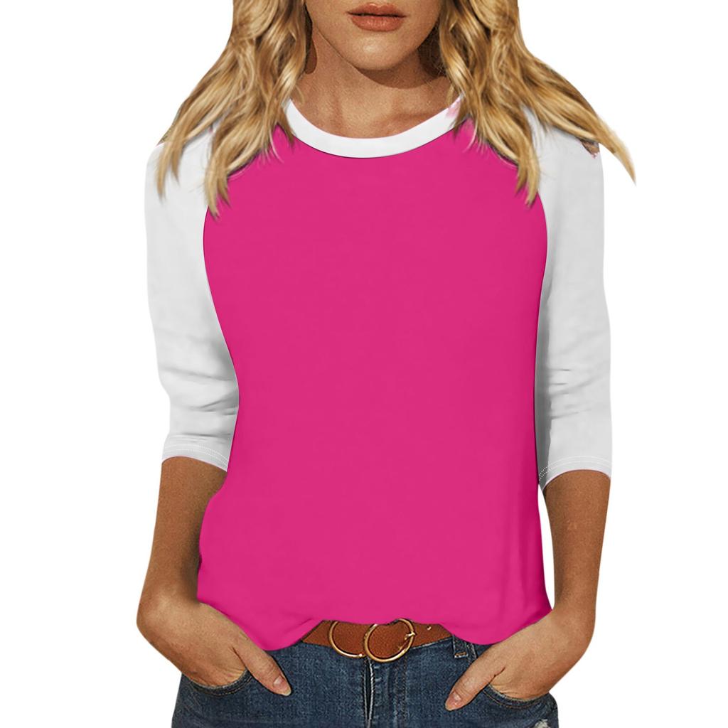 Shirt For Women's Fashion Casual Raglan Sleeve Round Neck 3/4 Sleeve Loose Printed T-Shirt Ladies Top Tops for Women Womens Tops