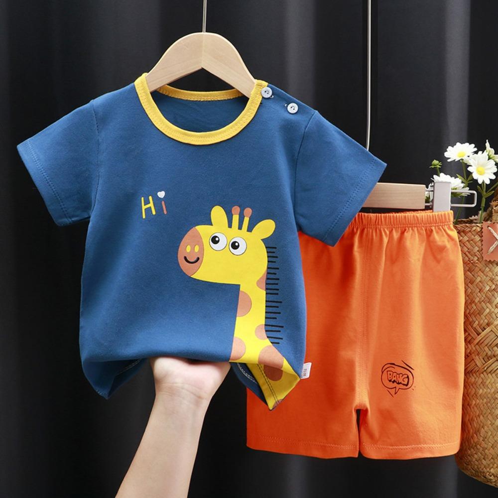 Girls Clothes Sets Infant Kids Sweet Tops Suit Summer Boys Short-Sleeved T-Shirt Shorts 2Piece New Baby Cute Cartoon Outfit