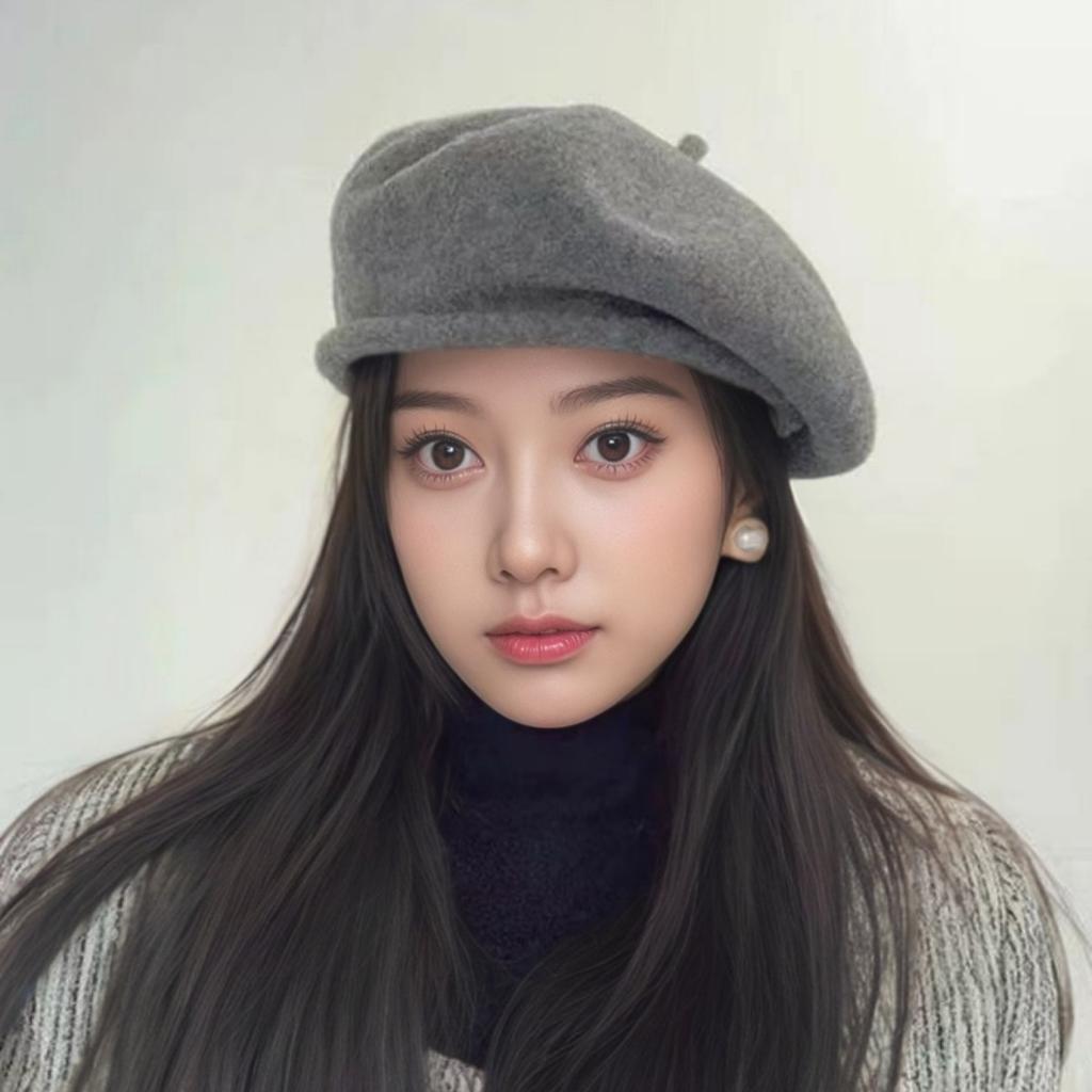 Women's Wool Beret Hat, Mallard Brown Winter Cap 2025, 2 Ways To Wear Thickened Slouchy Bonnet