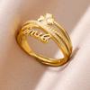 Women Rings Stainless Steel Gold Color Finger Ring for Female Simple Aesthetic Jewelry Accessories Handmade Gifts Anillos Mujer