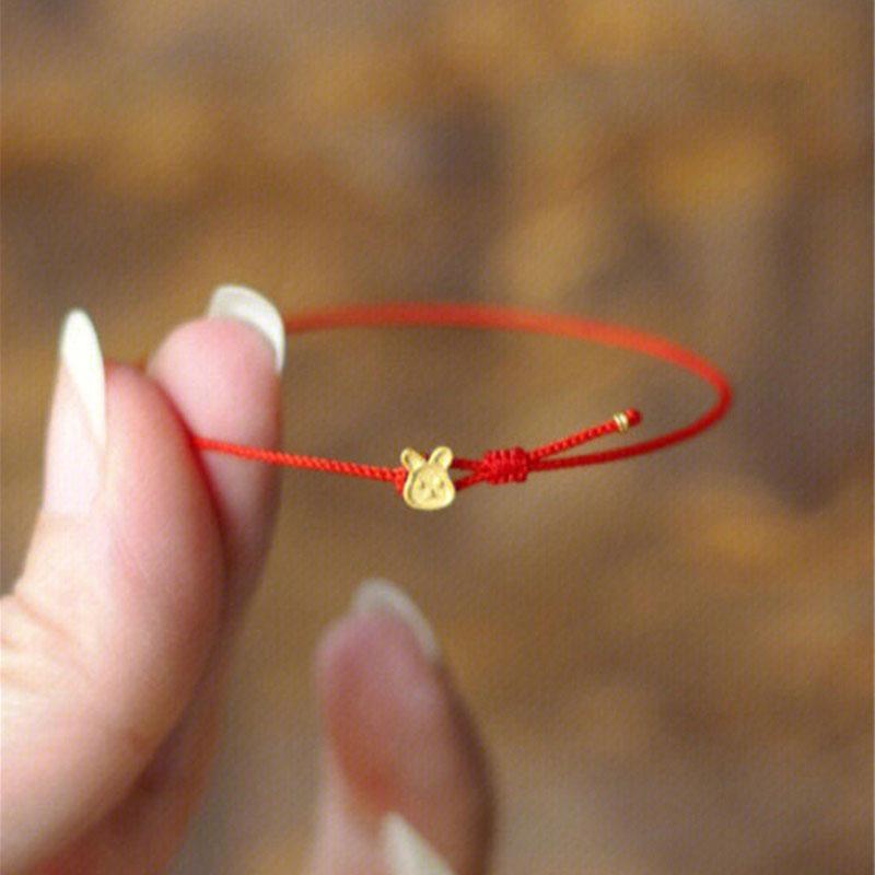 

PANJBJ Rabbit Bracelet For Women Girl Red Weave Adjustable Jewelry New Year Birthday Gift Dropshipping Wholesale