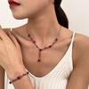European Floral Jewelry Set: Romantic Rose Bracelet & Versatile Necklace, 3-Piece Artistic Retro Style