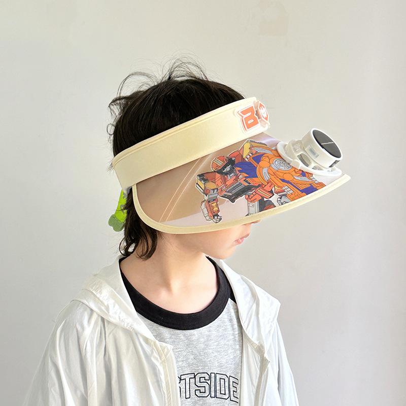 Solarventilatorhut Kinder Sonnenschutzhut Junge Sommer UV Himmel Zylinder Sonnenhut