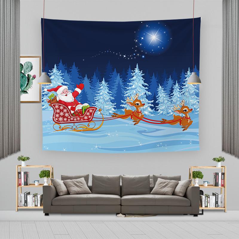 Cartoon Weihnachtsmann Wandbehang Wandteppich Frohe Weihnachten Wandteppich Hintergrundtuch Polyester Fröhliche Frohe Weihnachten Wandteppiche