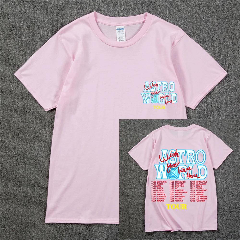 New Summer Hip Hop T Shirt Unisex Women Cactus Jack Harajuku TShirts WISH YOU WERE HERE Letter Print Tee Tops