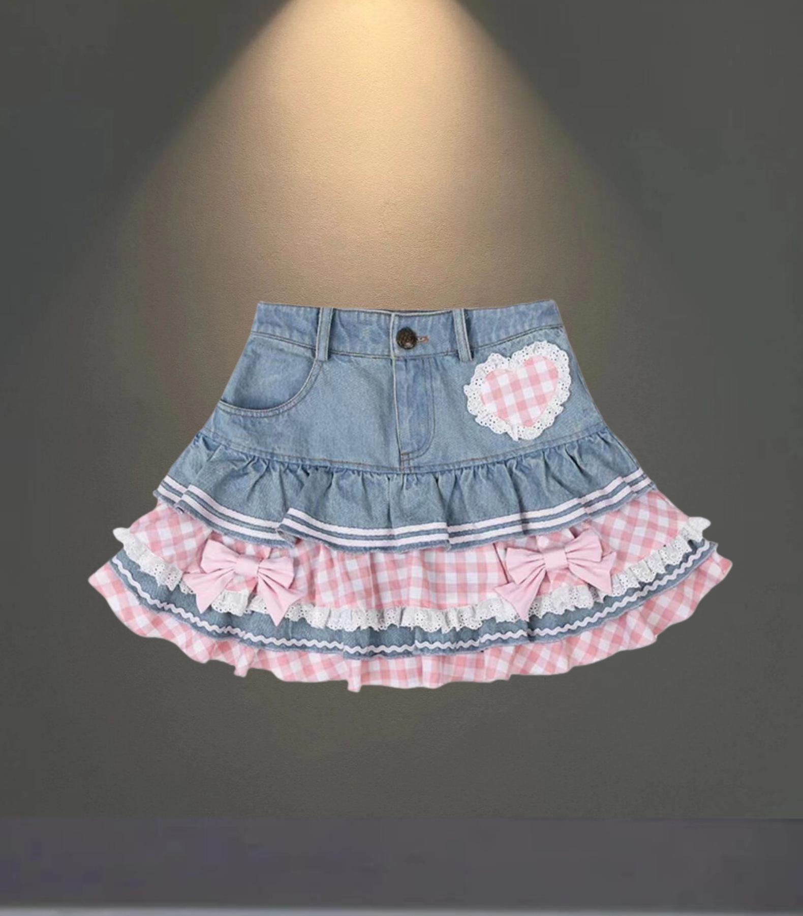 

Розовая плиссированная джинсовая юбка в европейском и американском стиле для женщин - миниатюрная, слегка зрелая летняя мода S синий